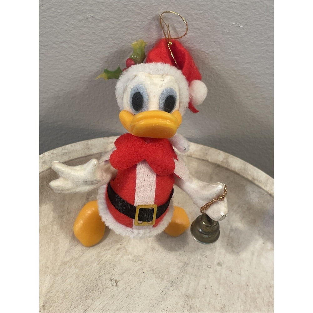Vintage Santa's World Flocked Donald Duck Christmas Ornament - Picture 1 of 7